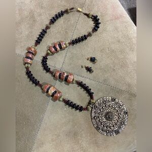 Medallion Necklace and Earrings